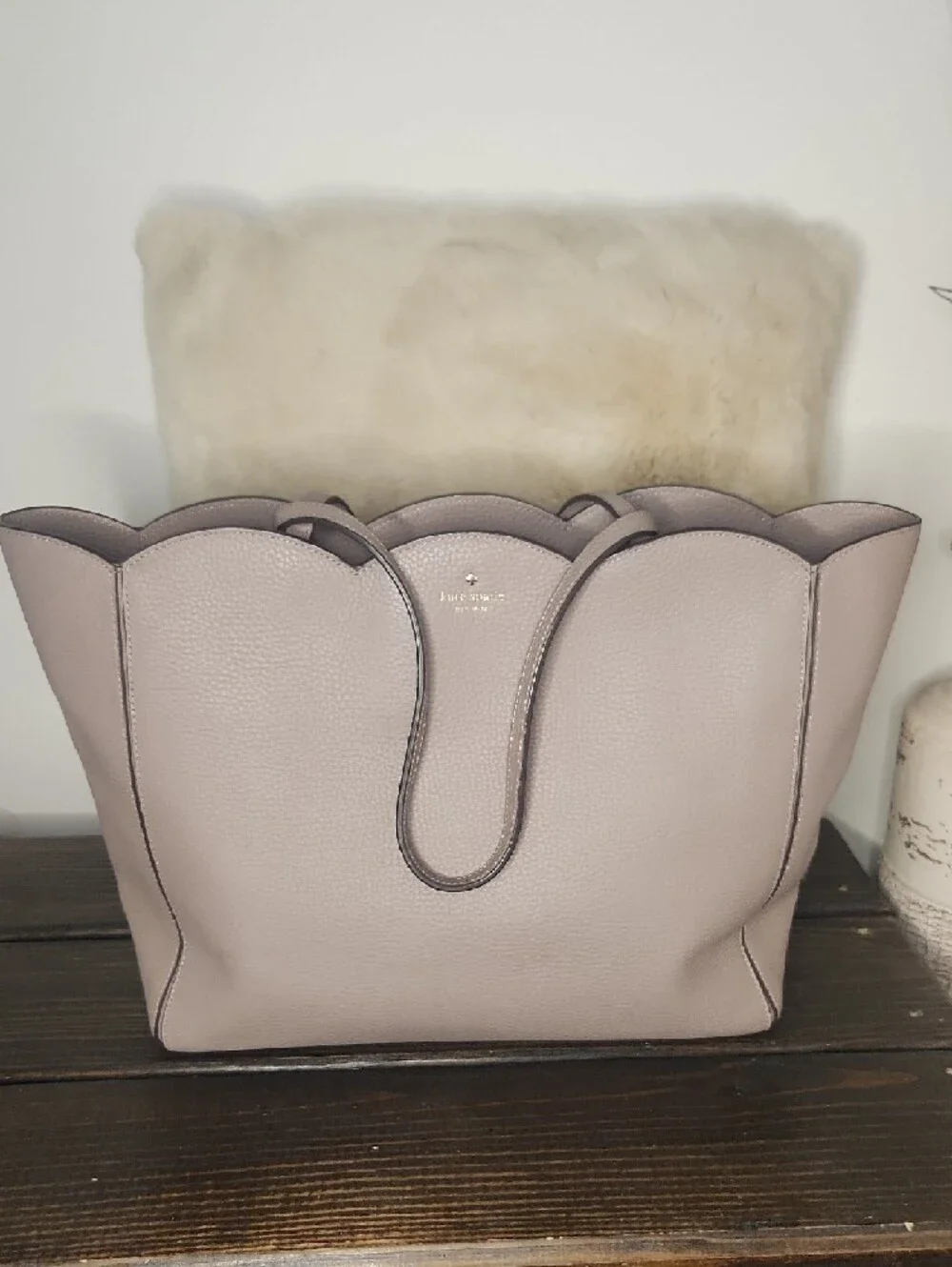 kate spade Scalloped Pebbled Tote in Dusty Mauve